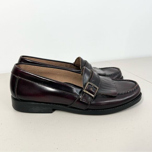 Bass Parker Leather Slip On Loafer Burgundy With Buckle 0293601 9.5 - Picture 3 of 12